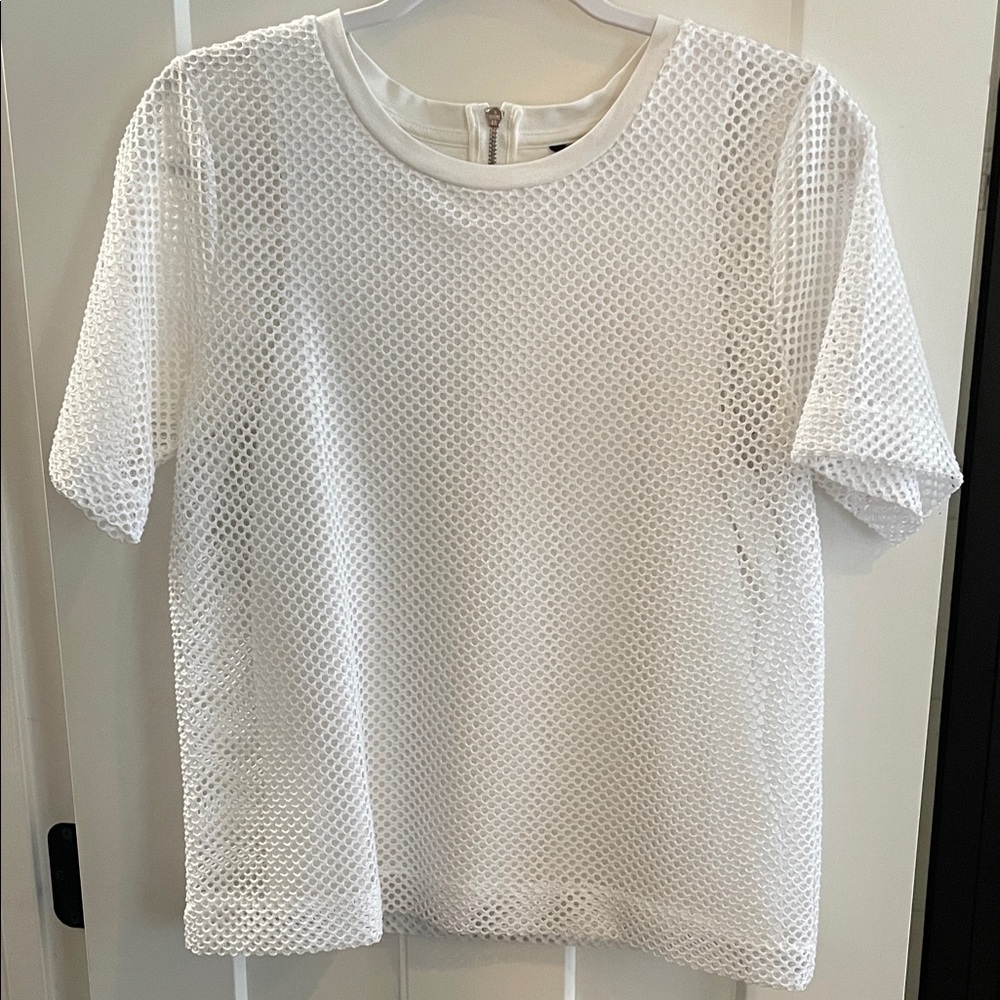 Banana Republic White Mesh Top